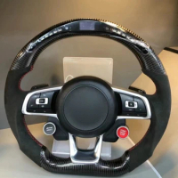 Leather Steering Wheel for Volkswagen VW Golf 7 MK7 Mk7.5 Polo Tiguan R Jetta GTI 2015-2020 Steering Wheel Car Accessories