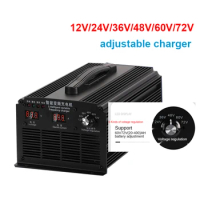 12V - 72V 20A Adjustable Charger 12V 24V 36V 20A 48V 60V 72V 20A Voltage Adjustable Charger For Lead Acid Battery Gel Battery
