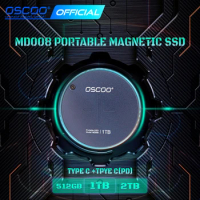 OSCOO Magnetic SSD Enclosure Magsafe Portable SSDType C 3.2 Gen 2*1 PSSD 512GB 1TB 10GBps for iPhone