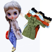 Blythe Clothes Trench Coat Casual Pants for Ob24 Ob22 Azone Blythe Doll Suit Tweed Jacket Set
