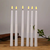3 or 6 Pieces White Flameless Candles With Yellow/Warm White Flickering Light,Battery Powered Electronic LED Decorative Candles