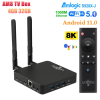 UGOOS AM8 Amlogic S928X-J 8K Ultra HD Smart TV Box Android 11 LPDDR4 4G RAM 32G WiFi6E 1000M BT5.3 USB3.0 AV1 VP9 H.265 8K 60fps