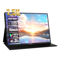KYLETROC 16" 2.5K 144hz Portable Monitor 2560*1600 Travel Gaming Display 16:10 100%sRGB 500Cd/m² for Laptop Switch ps4 ps5 Xbox