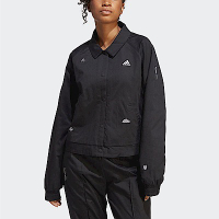 Adidas Bluv Q1 B Tt [IC0800] 女 長袖襯衫 運動 休閒 排扣 寬鬆 舒適 穿搭 亞洲版 黑
