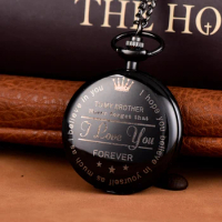Digital scale white pocket watch large clamshell lettering BROTHER hanging watch black quartz alloy pocket watch