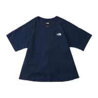【The North Face 官方旗艦】北面UE女款深藍色吸濕排汗腰部抽繩短袖T恤｜83PB8K2