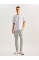 KOTON Folded Leg Blended Buttoned Waist Lace Up Slim Fit Summer Trousers