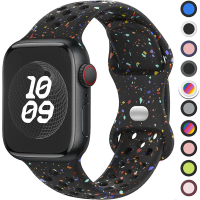 สายกีฬา, ยางรัดอนุภาคสี, เข้ากันได้กับ Apple Watch s10, มีขนาด 46 Ultra, 2, 49mm, 45mm, 44mm, 42mm,