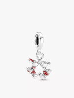 Pandora Disney Minnie and Mickey Mouse kissing sterling silver dangle with red enamel