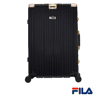 FILA 20吋經典限量款碳纖維飾紋系列鋁框行李箱-黑金