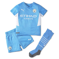 ชุดแข่งเด็กทีมแมนเชสเตอร์ ซิตี้ ชุดเหย้า รุ่น MCFC Home Mini-Kit With Sponsor Logo With Socks WI สีT