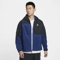 【NIKE 耐吉】外套 男 運動連帽外套 搖粒絨 AS U ACG WOLF TREE FZ HD PLUS 黑藍 HJ2459-010