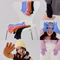 umore.made มี 9 สี fluffy wool glove  ถุงมือกันหนาว ขนกระต่ายเทียม นุ่มอุ่น