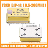 TCXO DIP-14 16.6667M 16.6667MHZ Gold Plated Rectangular Temperature Compensated Crystal Oscillator Golden 3.3V-5V 0.1PPM