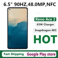 Original Oppo Reno Ace 2 5G Smart Phone 48.0MP Snapdragon 865 65W Charger 6.5" 90HZ Android 10.0 Screen Fingerprint Face ID NFC