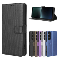 For Sony Xperia 1V 2023 Diamond Pattern Luxury Flip Leather Strap Suitable for Xperia 1V Xperia 1 V 2023 leather case