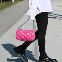 【GUCCI 古馳】經典雙G緹花尼龍雙背帶手提包肩背包斜背包(桃)