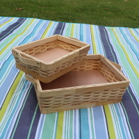 編制手工木片方形圓形水果盤糖果籃桌面收納籃筐雜物籃點心面包筐