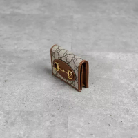 Gucci Dompet GUCCI HORSEBIT 1955 MONOGRAM BEIGE CAMEL BIFOLD WALLET 100% ORIGINAL