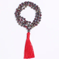 108 Beads Mala Necklace Bloodstone Necklace Long Tassel Necklaces Yoga Jewelry Prayer Beads Necklaces Japa Mala Beads