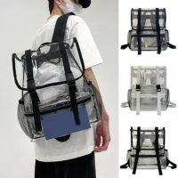 Store School Backpack Large Capacity Visible Adults Backpack Adjustable Shoulder Strap Casual Transparent Book Bag Travel Supply