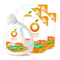 【橘子工坊】天然無香精制菌洗衣精-洗淨病毒升級版 1+4組(1800mlx1瓶+1700mlx4包)