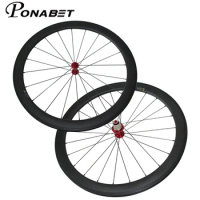 PONABET Free shipping Only 1460g Ultra Light carbon wheels 25mm width 50mm clincher carbon bike wheelset
