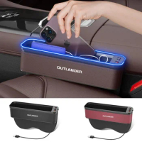 Car Interior LED 7-Color Atmosphere Light Sewn Chair Storage Box For Mitsubishi Outlander Auto Universal USB Storage Box parts