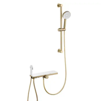 Lifting Simple Shower Set Hot And Cold Mixing Valve Bathtub Faucet All Copper Belt Pressurized Spray Gun Bathroom
