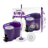 【好神拖】輕巧腳踩旋轉拖把組(1拖+1桶+2布)