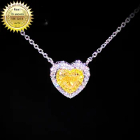 18K gold necklace natural 0.3ct yellow diamond and 0.2ct white diamonds necklace 010