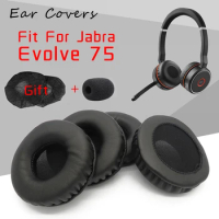 Ear Pads For Jabra Evolve 75 Headphone Earpads Replacement Headset Ear Pad PU Leather Sponge Foam