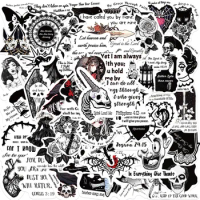 10/30/50PCS Gothic Black and White Bible Stickers Cool Graffiti Decals DIY Laptop Phone Luggage Notebook Sticker Toy Wholesale