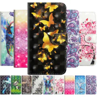Cover Case For Samsung Galaxy S22 S21 S20 FE Ultra S10 S9 S8 Plus A12 A21S A32 A33 A52 A52S A53 5G Cute Cat Wallet Capa D24G
