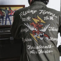 NON STCOK Flying Tigers Tour Jacket Men Embroidered Sukajan Style Souvenir Coat