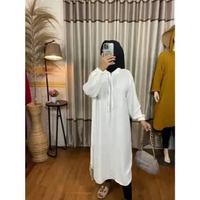 Baju Hoodie Yesha Midi Dress Wanita CRINKLE Putih