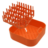 1Set Bacon Cooking Rack And Air Fryer Silicone Pot Bacon Cooker Shelf Rack Multi-Functional Orange