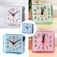 1pc Bedside Small Alarm Clock Quartz Battery Operated Wake Up With Beeping Sound Desktop LED Clocks Watch