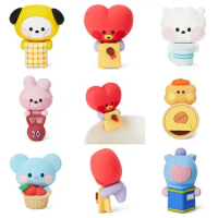 Original Bt21 Cup Hang Tata Rj Koay Shooky Minini Cute Hanging On Mug Cup Ornament Doll Coffee Milk Tea Shop Mug Cup Garniture