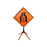 Orange Customized Printing Double Merge Symbol Lane Sticker Reflective Traffic Roll Up Sign and Stand