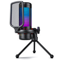 ไมโครโฟนสตรีมมิ่ง USB, TONOR, TC310, สำหรับพีซีและ PS4 / PS5, พร้อมไฟ RGB สดใส, การควบคุมเสียงและเสี