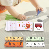 Montessori Toy Activity Game Easy to Use Gift with Word Cards Short Vowel for Birthday Toddlers Preschool Kids Children's Day