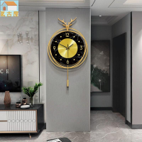 北歐鹿頭掛鐘 擺鐘 金屬壁鐘 靜音時鐘 掛墻鐘 石英鐘 現代創意鐘錶 家用客廳餐廳墻面裝飾品 個性潮流掛錶 純手工藝術品
