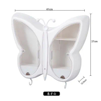 免打孔浴室壁掛收納櫃蝴蝶化妝箱收納架大容量儲物架 白色