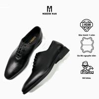 Giày Tây Nam MODERN MAN Mũi Nhọn In Laze, Da Bò Đế Khâu, BH 12 Tháng