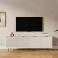 TV Stand for 80 Inch TV, Entertainment Center Wood TV Stand with 4 Large Drawers, TV Console Table Media Cabinet , Warm White
