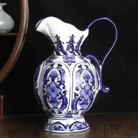 Jingdezhen Hand Painted Blue And White Milk Pot Vase New Chinese Fashion Ornaments Vase Decoration Modeling Ceramic Flower Vase