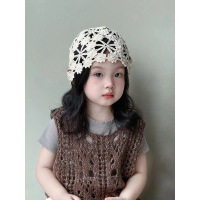 Children's Hollow Hat Girl's Flower Headwrap Hat Spring and Autumn Knitted Hat Baby Summer Thin Fash