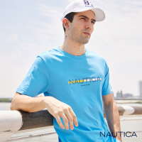 Nautica 男裝 率性品牌LOGO文字短袖T恤-藍色