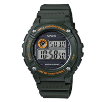 CASIO 元氣數位美學實用必備休閒錶(W-216H-3B)-軍綠色/43mm